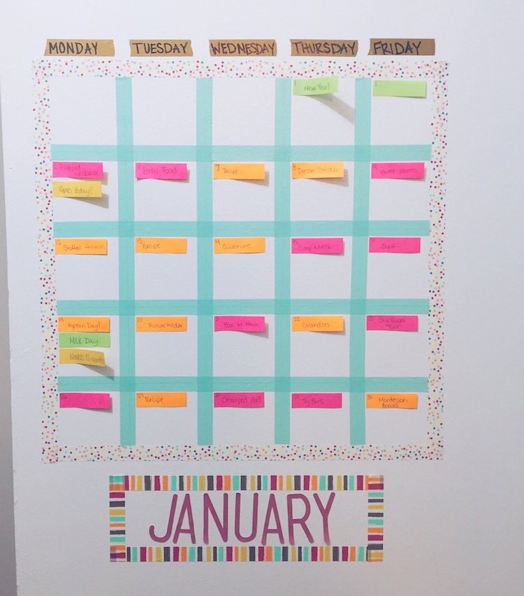 washi-tejp-idéer-diy-projekt-kalender-vägg-färgglada