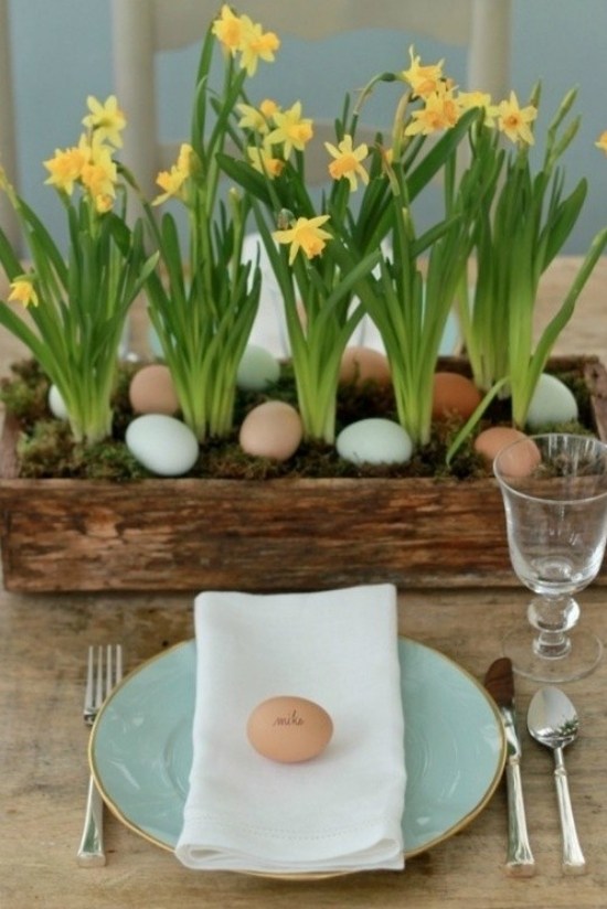 Trä blomsterarrangemang tinker idéer-påsk dekoration bord