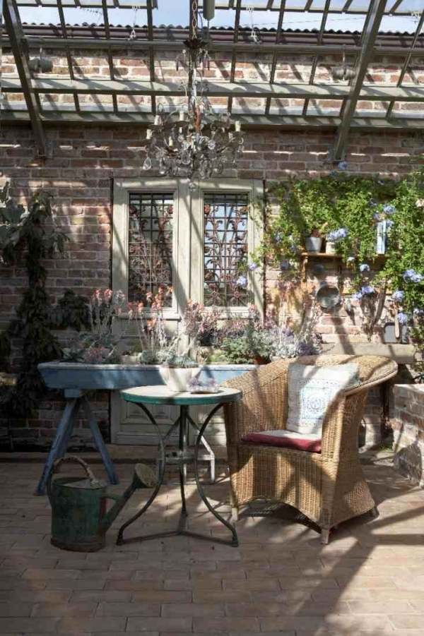 rustika terrassidéer trädgårdstillbehör som dekorationsfåtöljer i rotting