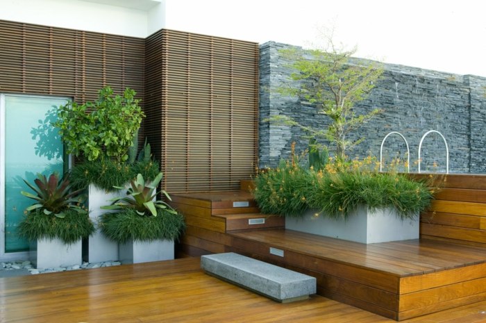 Med-trä-och-natursten-vägg-betong-block-dekor