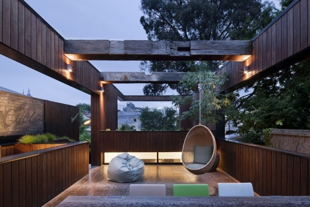 Utemöbler-terrass design hängande stol-beanbag idéer