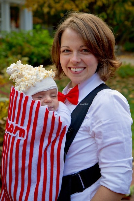 Mardi Gras idéer karneval kostymer mamma baby popcorn förklädnad