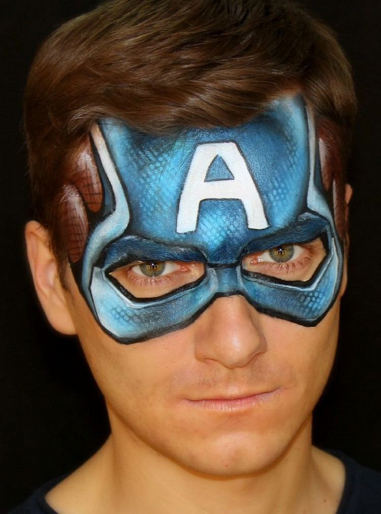 karneval-kostym-män-idé-mask-ansiktsmålning-kapten-amerika