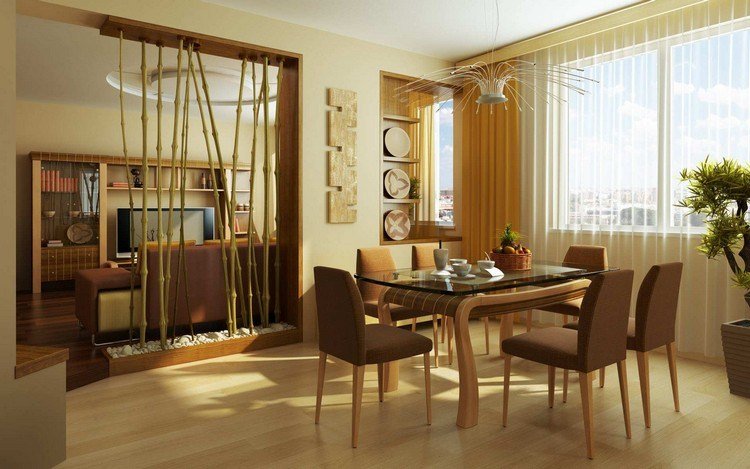 Idéer för bambu stolpar dekoration rum avdelare-vardagsrum-matplats