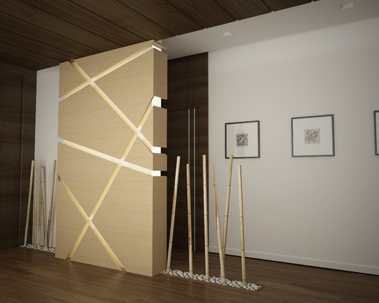 bambu stolpar dekoration sten modern lägenhet laminat