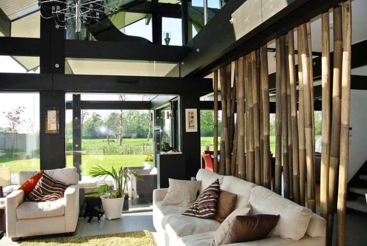 Idéer för bambu stolpar dekoration rumdelare vardagsrum
