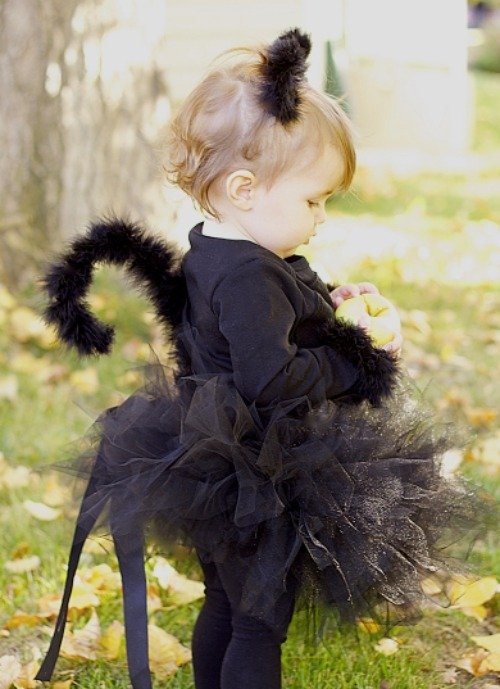 Mardi Gras kostymer barn bebis idéer katt svart kjol
