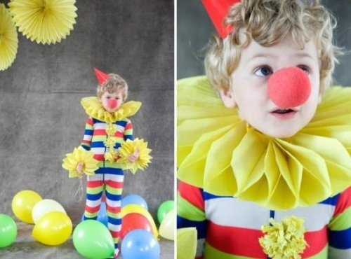 Karnevalskostymer barn bebis idéer clown gul krage