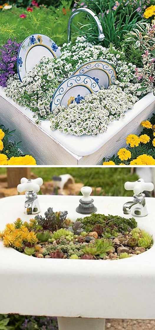 planter-trädgård-diskbänkar-dekoration-planterade