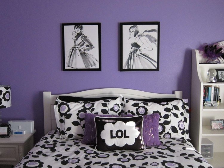 ungdomsrum-tjej-rum-violett-lila-vit-svart-affisch-mode