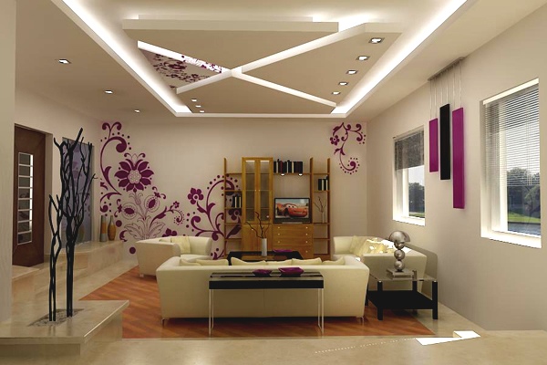 Idéer-för-tak-design-belysning-vardagsrum
