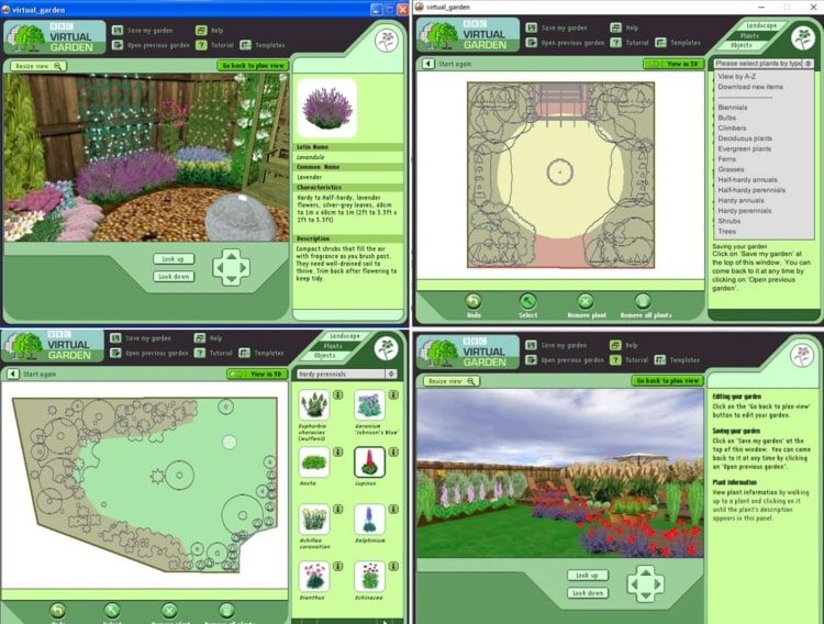 Virtual Garden som en 3D trädgårdsplanerare med en virtuell promenad genom den färdiga designen