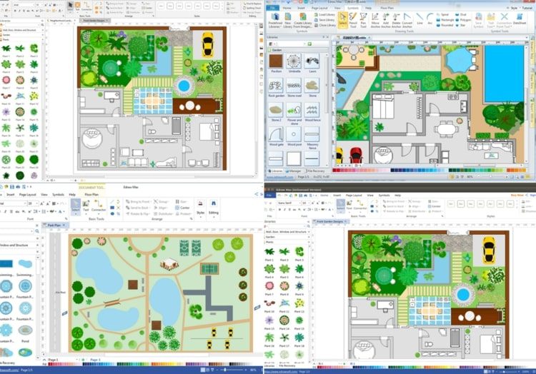 Designa trädgården i 2D och fågelperspektiv med Edraw