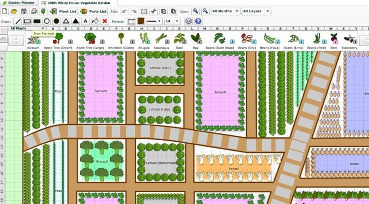 3D trädgårdsplanerare GrowVeg på engelska för PC eller som app för smartphones och surfplattor