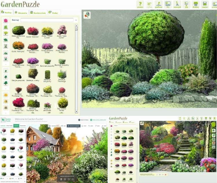 3D Garden Planner Garden Puzzle erbjuder många växter att planera på ett foto av trädgården