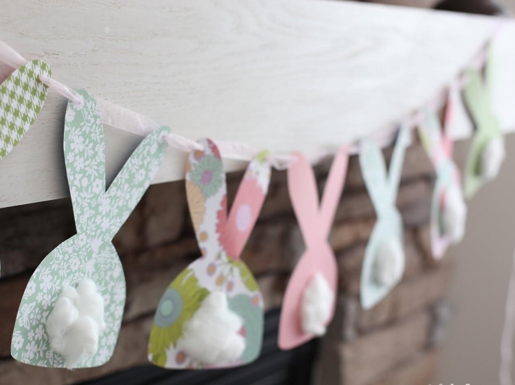 Hantverk idéer-påsk-dekoration-barn-tinker-krans-kaniner-hantverk-papper-popons