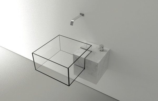 Design tvättställ konturer fyrkantigt glas transparent Victor Vasilev