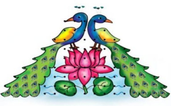 Σχέδια Peacock Rangoli για αρχάριους