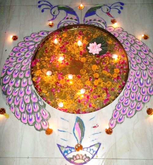 Σχέδιο Peacock Rangoli για το φεστιβάλ Diwali