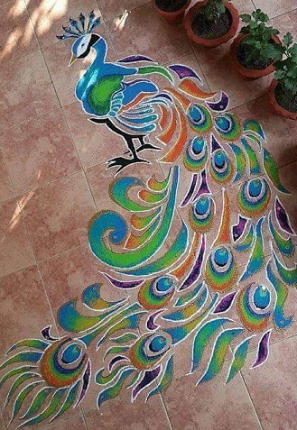 Τοιχογραφία Peacock Rangoli