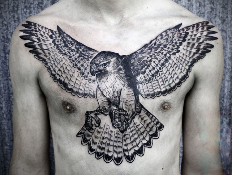 bröst-tatuering-motiv-tatuering-djur-fågel-vinge-falk