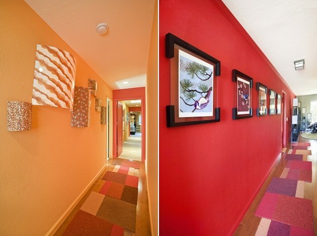 Hemidéer design rödorange väggar matta