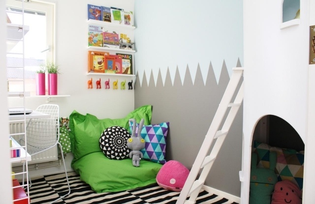 vägg-färger-idéer-barnrum-vit-grå-bordur-målning