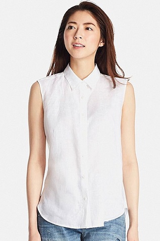 Αμάνικα λευκά πουκάμισα για γυναίκες
