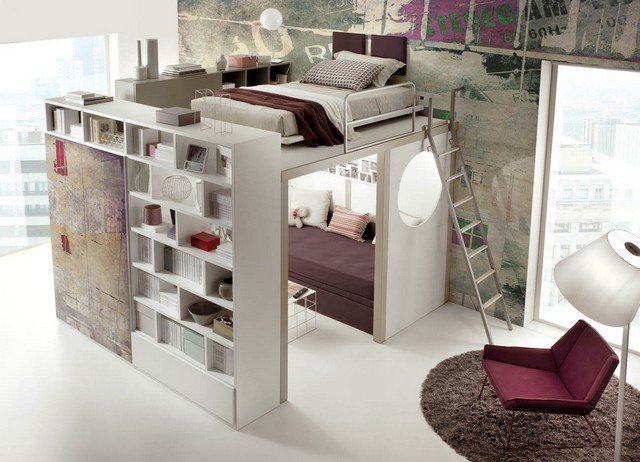 Idéer liten ett-rums lägenhet med högt i tak rosa dekorativa bitar