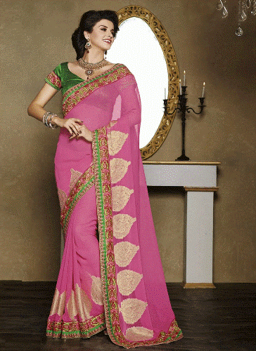Fancy Sarees-Georgette And Pink Fancy Saree 18