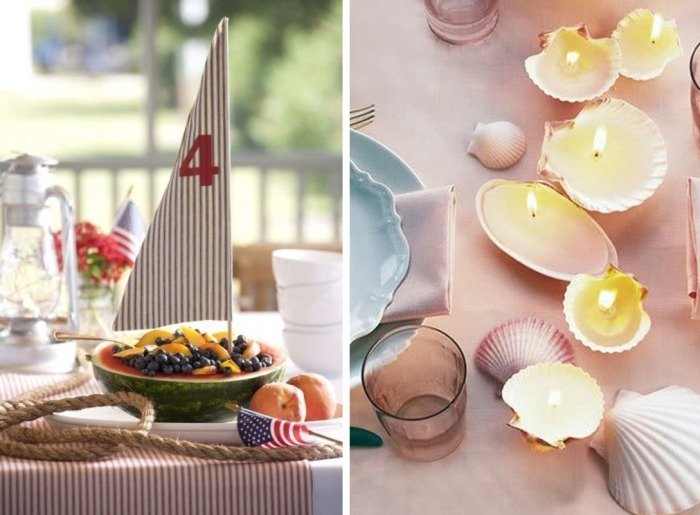 nautisk-sommar-bröllop-idéer-bord-dekoration-vattenmelon-som-skepp-sjöman-filt