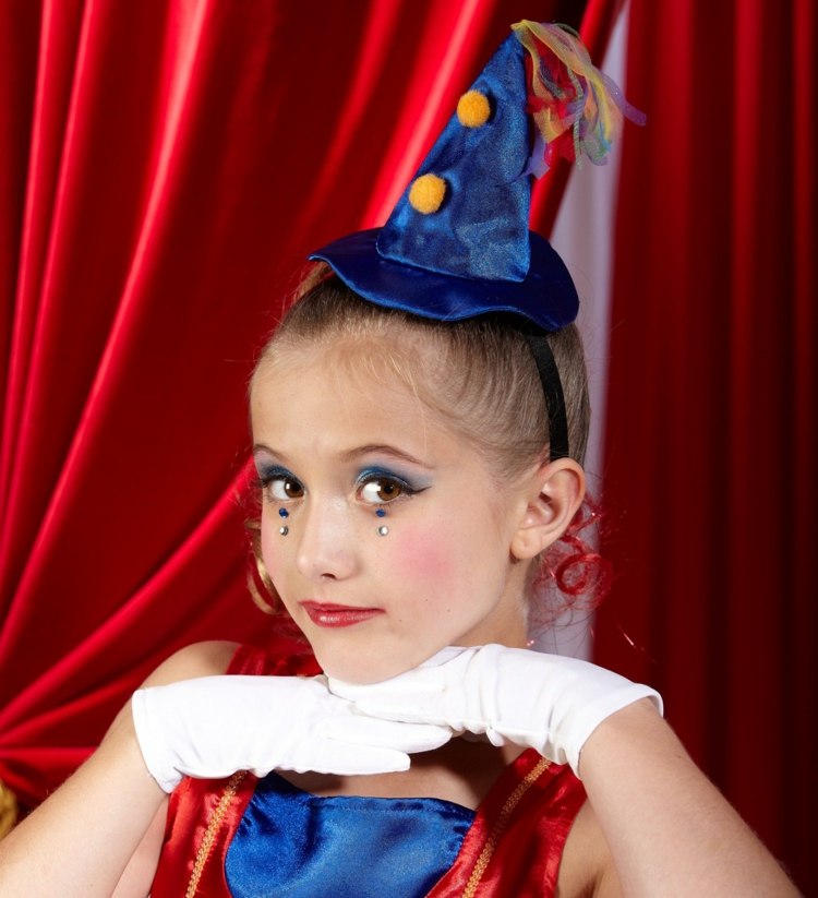 karneval kostymer för barn clown idé hatt blå handskar