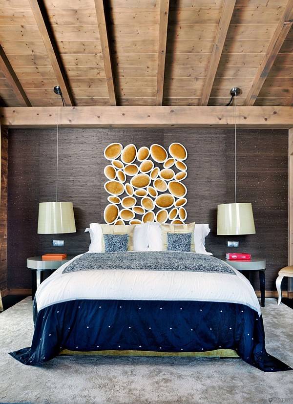 Rustika sovrumsmöbler idéer väggdekorationer takbjälkar bordslampor