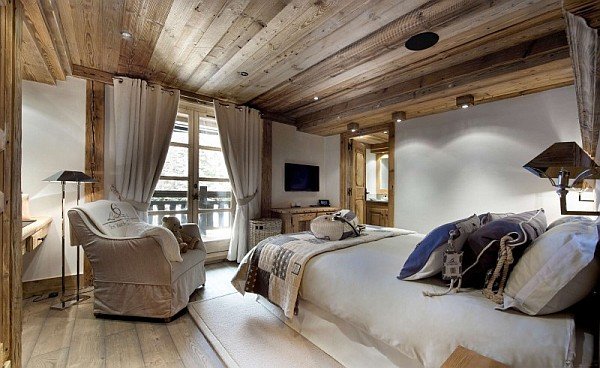 alpin chalet rum döljer säng design beklädnad trä idéer mys