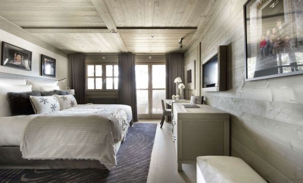 Design Chalet-K2 Courchevel-Frankrike väggbeklädnad i sovrum och trä