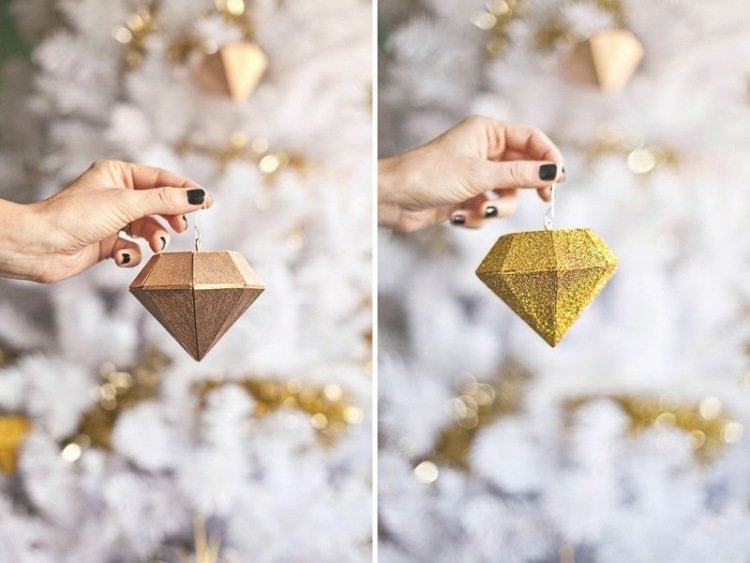 Juldekoration av trä -tinker-diy-diamant-hängande-jul-träd-dekorationer-guld-snyggt