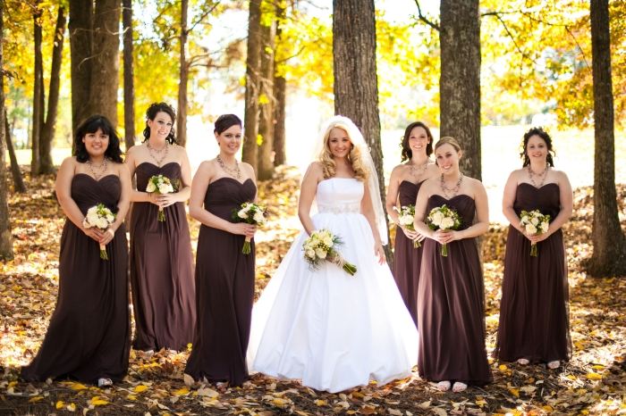 Brudtärnornas klänning -höst-bröllop-choklad-brun-golvlängd-hjärt-halsringning