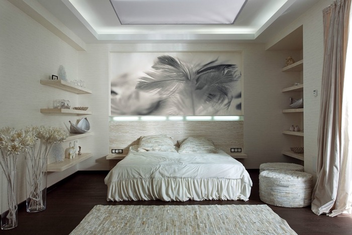 sovrum-exempel neutral-färger-grädde-vit-grå-modern-vägg-design