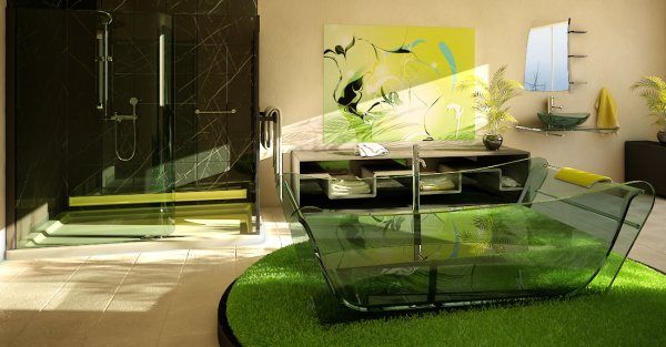 Designidéer för badrummet moderna gröna accenter