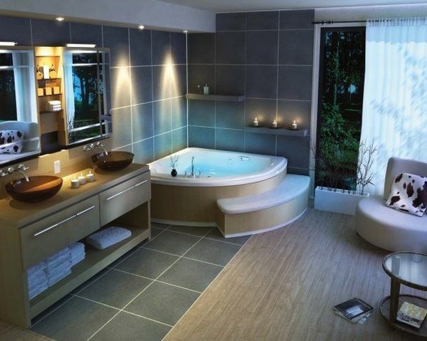 Designidéer för badrummet vackert utrustade läshörnljus