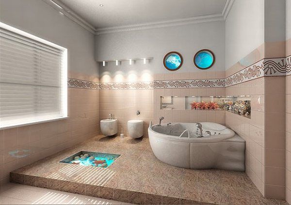 Designidéer för badrummet modern design havsdekoration