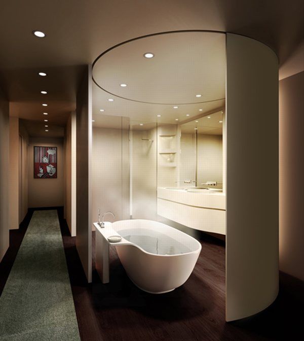 Designidéer för badrummet stora dåliga öppna koncept badkar