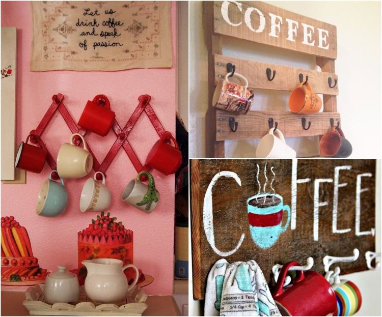 Tårtdesign-dekoration-idéer-kaffe-motto-kopphållare-vägg
