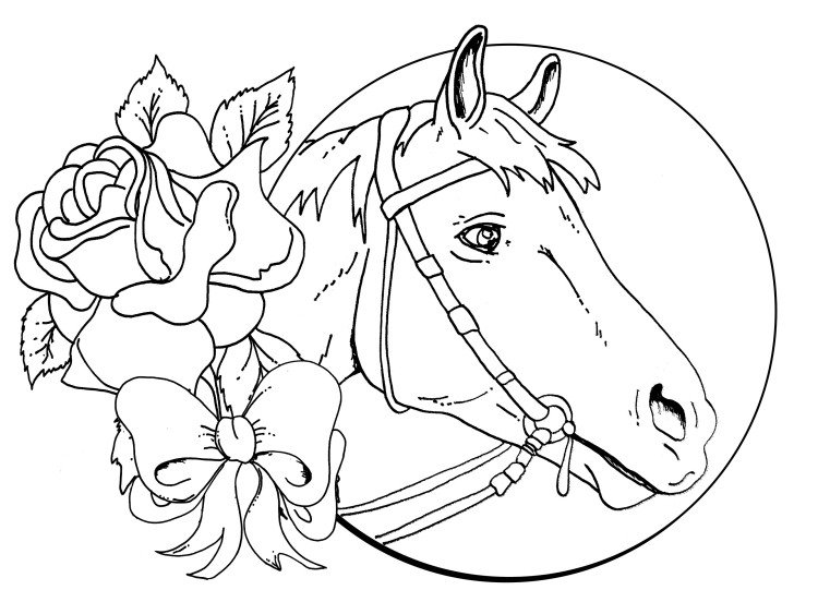 barn-färg-sidor-djur-häst-ros