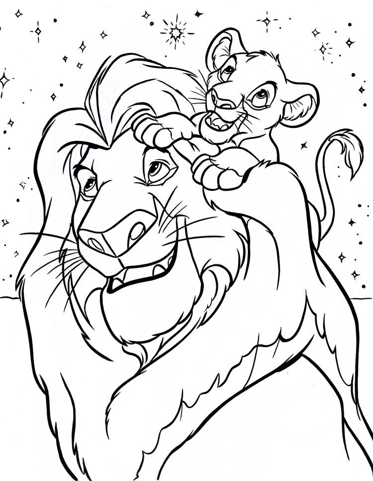 barn-färg-sidor-djur-lowen-disney-mufasa-simba