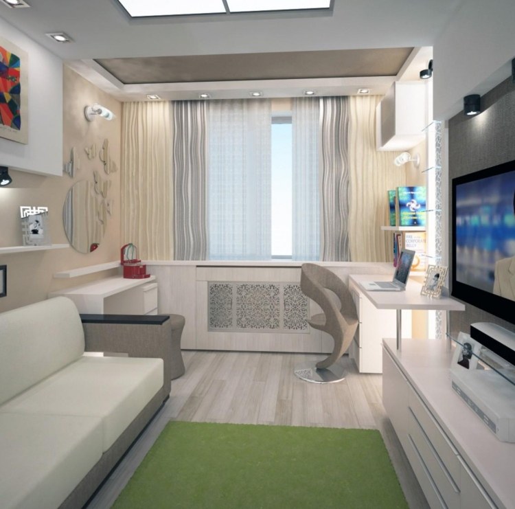 litet sovrum-moderna-möbler-vit-grå-bäddsoffa