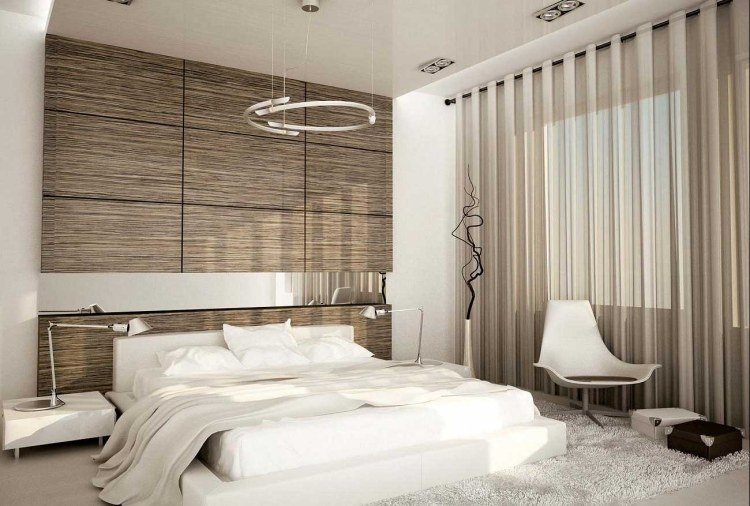 litet sovrum-moderna-träpaneler-vit-säng