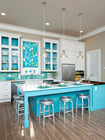 Blue Beach Theme Kitchen Design