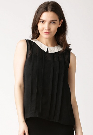 Peter Pan Collar Αμάνικο Διαφανές Top