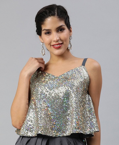 Πουκάμισο Sequin Αμάνικο Top